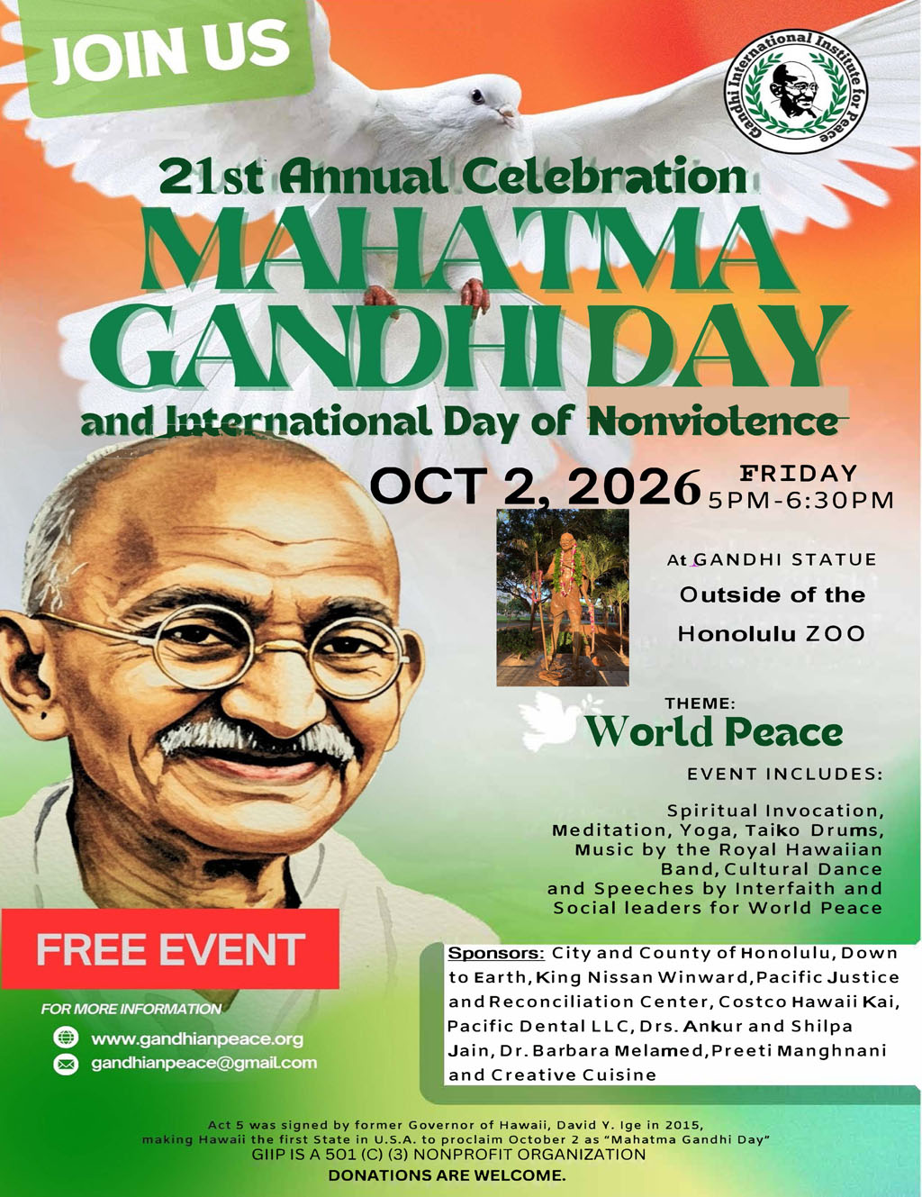 21st Annual Mahatma Gandhi Day celebration