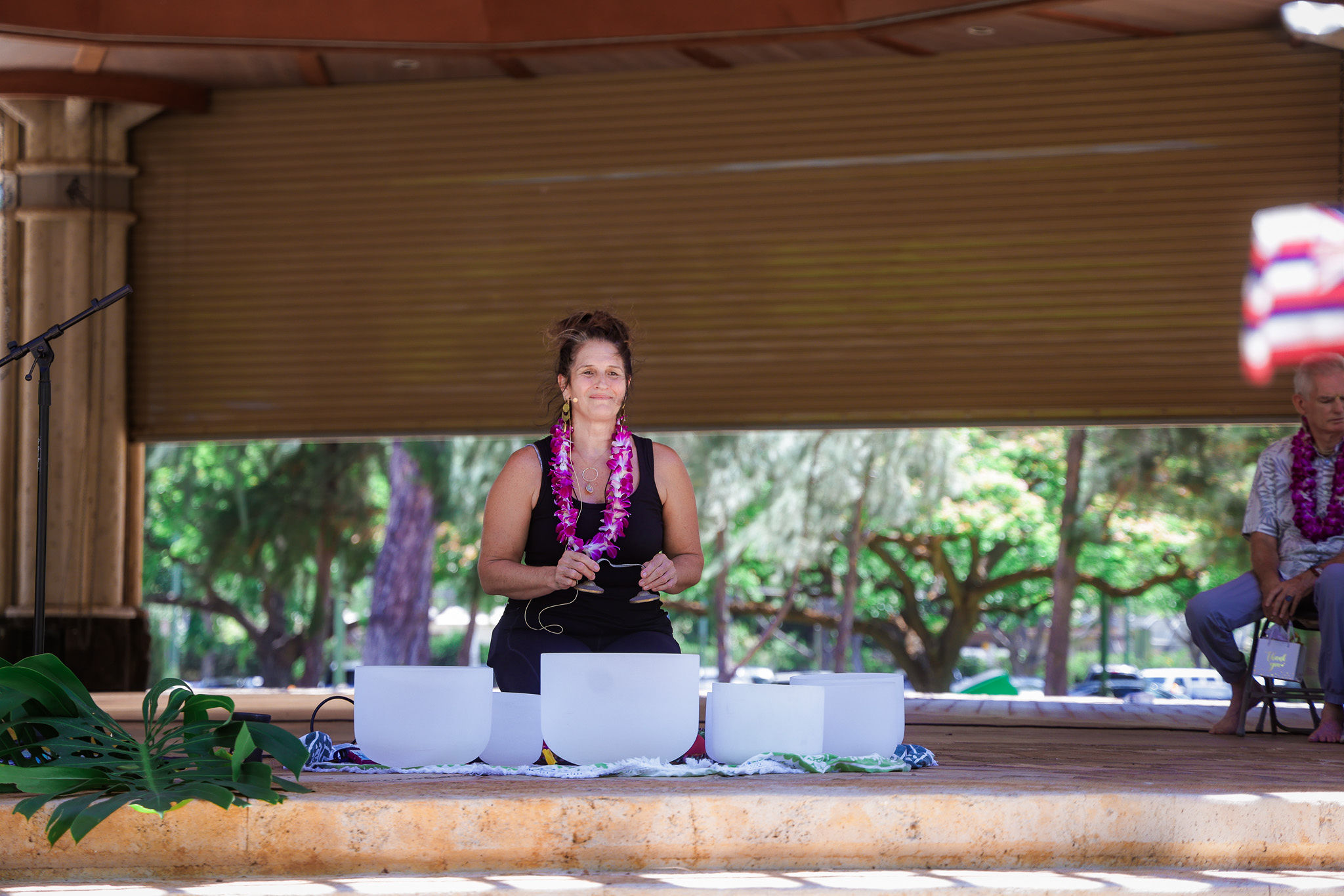 Leticia Sharp playing Crystal bowls for sound healing